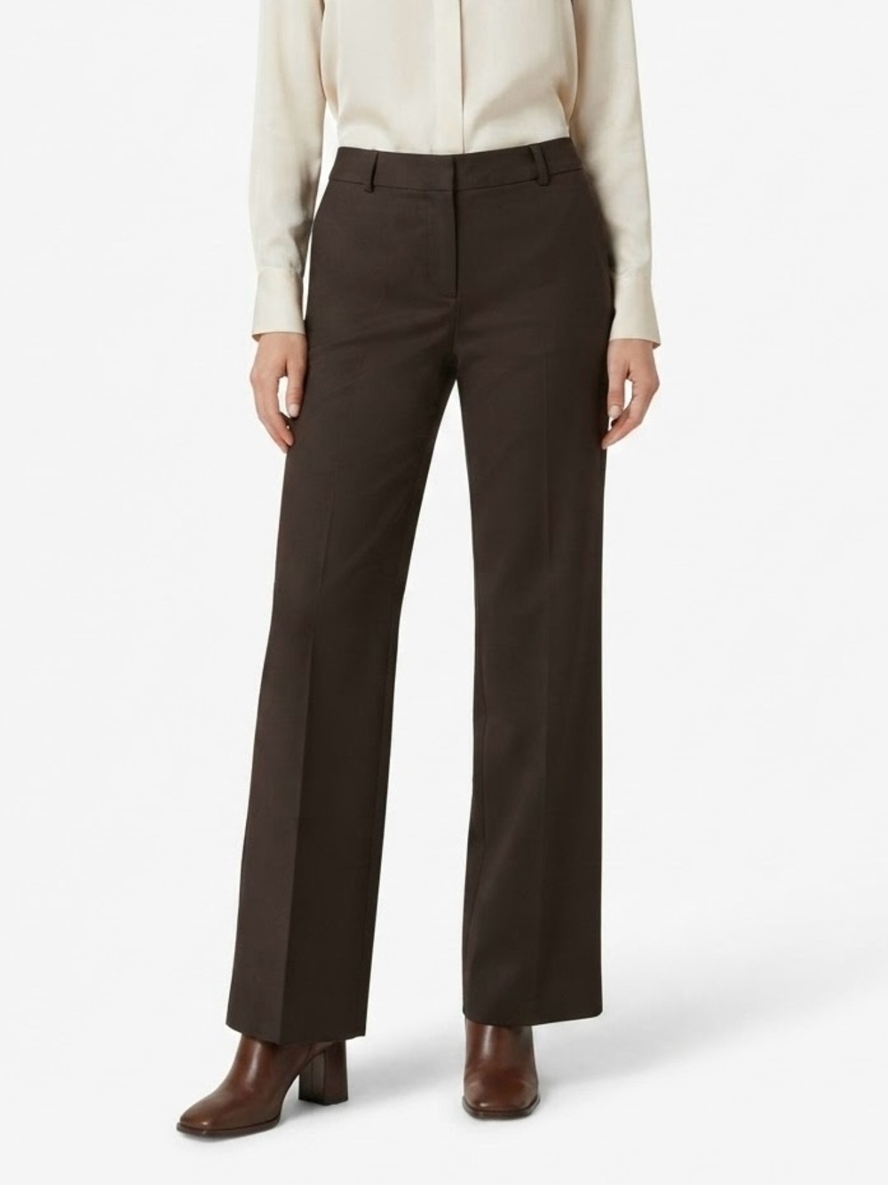 New York & Co 14 Tall Brown Wide Leg Dress Pants Formal Work Resort Long